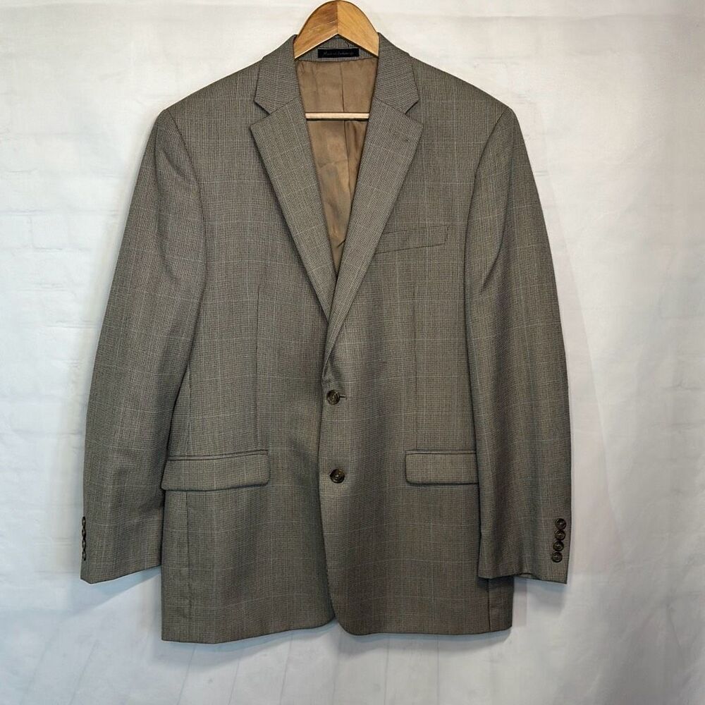 LRL Ralph Lauren Men 2 Button Blazer Brown Blue Stripe 42L Coat‎ Jacket